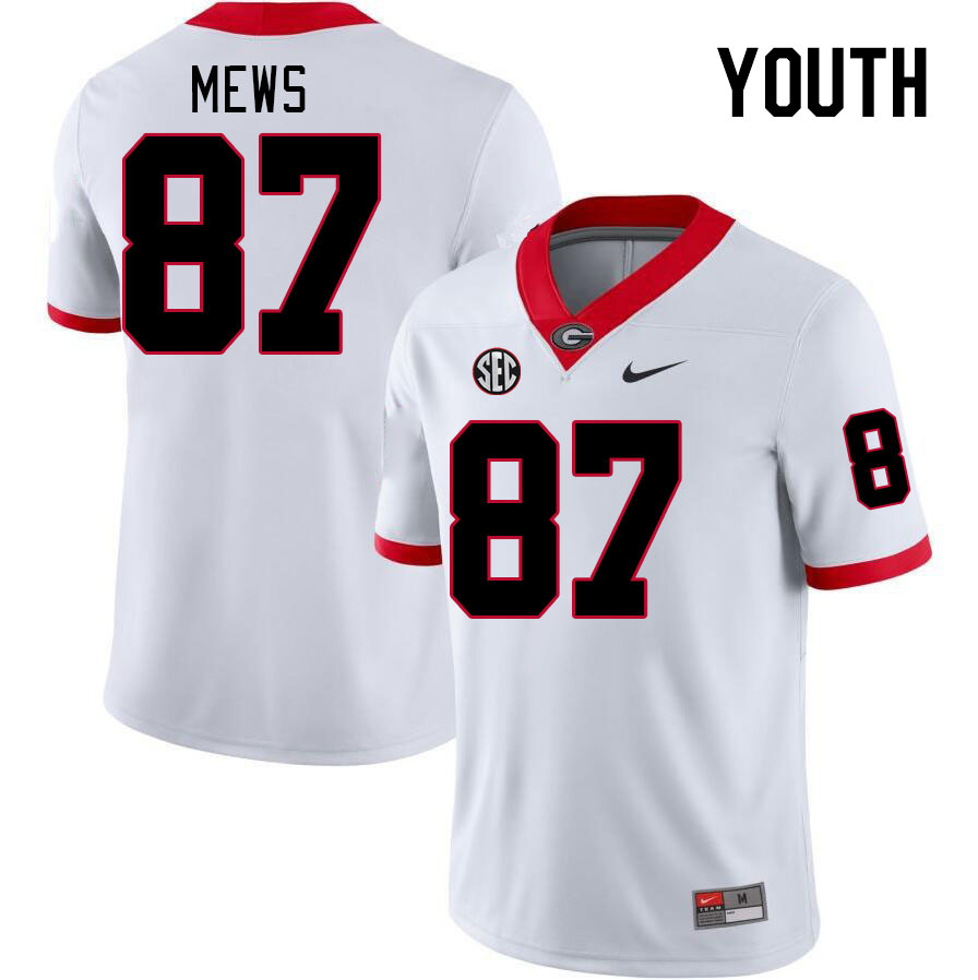 Georgia Bulldogs Youth Mekhi Mews #87 White Stitched College UGA Football Jersey 23ZP014EU